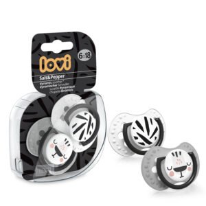 LOVI dynamic silicone pacifier 6-18 m 2 pcs. Salt & Pepper