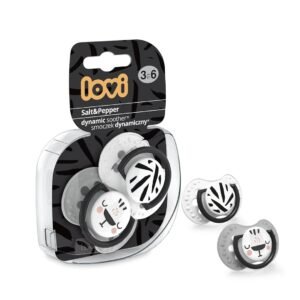 LOVI dynamic silicone pacifier 3-6 m 2 pcs. Salt & Pepper