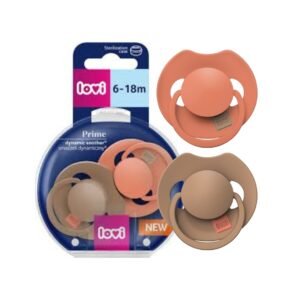 LOVI Prime dynamic silicone pacifier 6-18m 2 pcs Granola/Orange